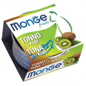 MONGE CAT FRUITS TUNA KIWI konservi kaķiem Tuncis, kivi 80g